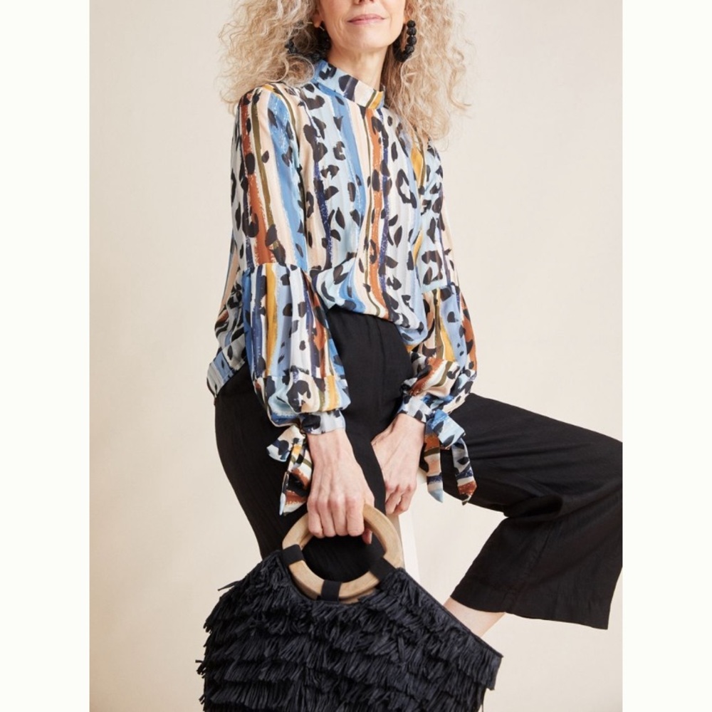 Hutch Leopard tie sleeve blouse